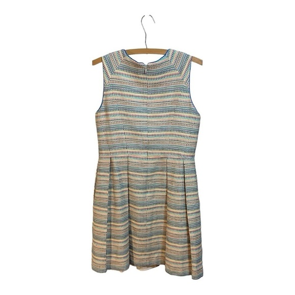 Shoshanna Bridget Prism Pleated Neon Multi-Color Striped  Midi Dress - Size 6 - Picture 3 of 8